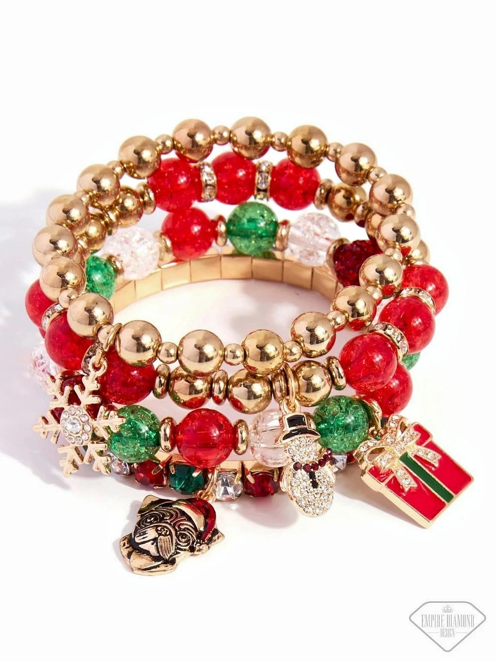 Holiday Gift Bracelet Stack Gold & Red